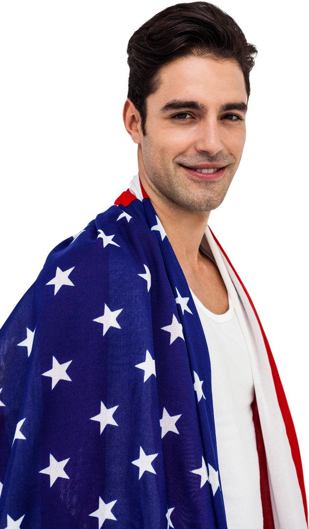 Smiling Male Athlete Wearing USA Flag Celebrating Victory Transparent - Download Free Stock Images Pikwizard.com