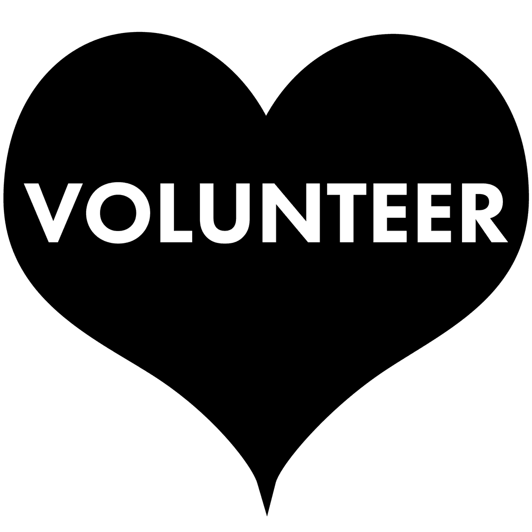 Heart Illustration with Volunteer Text on Transparent Background