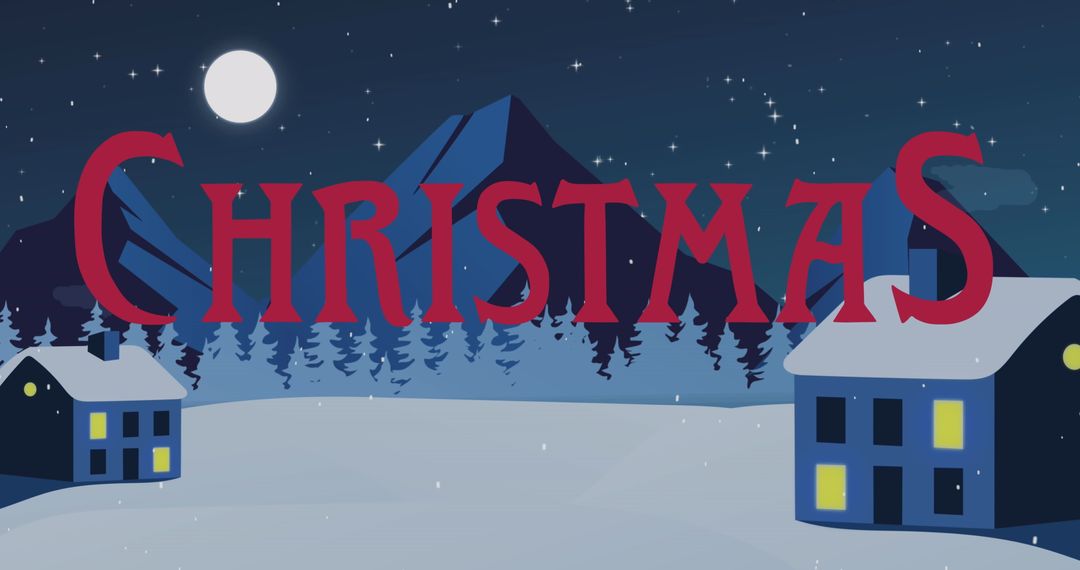 Christmas Greetings Text Over Tranquil Snowy Landscape