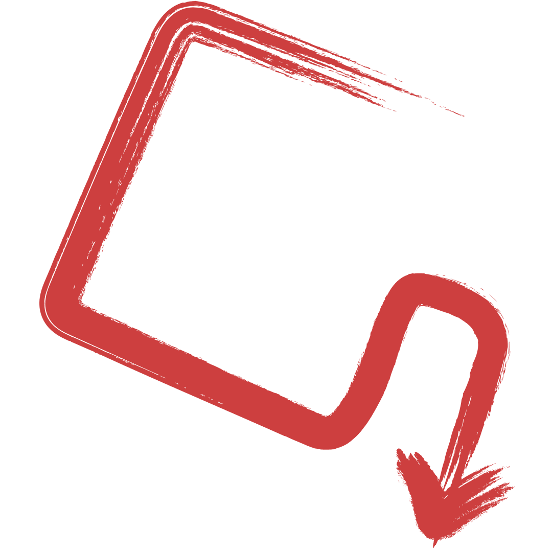 Red Ink Textured Angled Arrow on Transparent Background