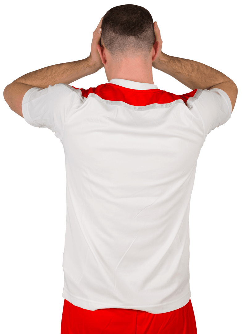 Disappointed Football Player Holding Head in Hands Transparent