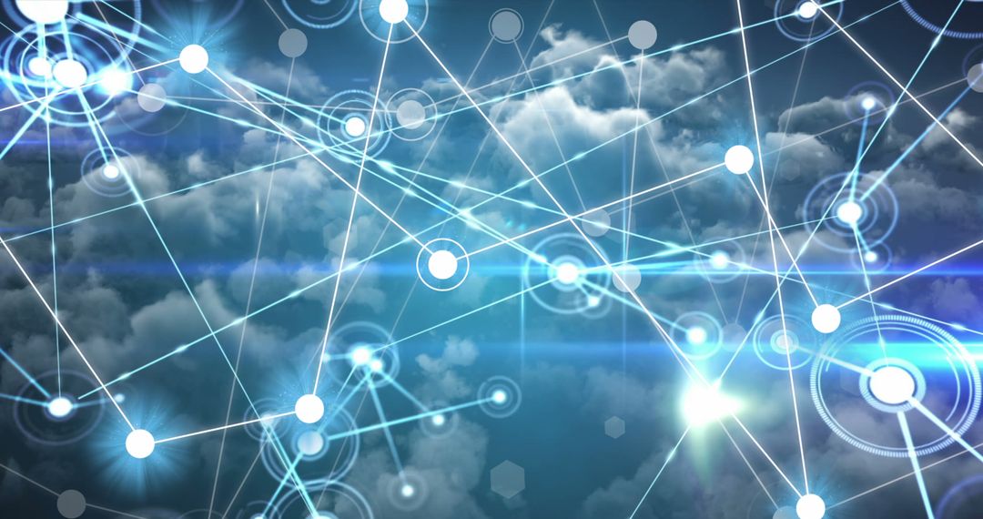 Digital Network Connections Over Cloudscape Concept