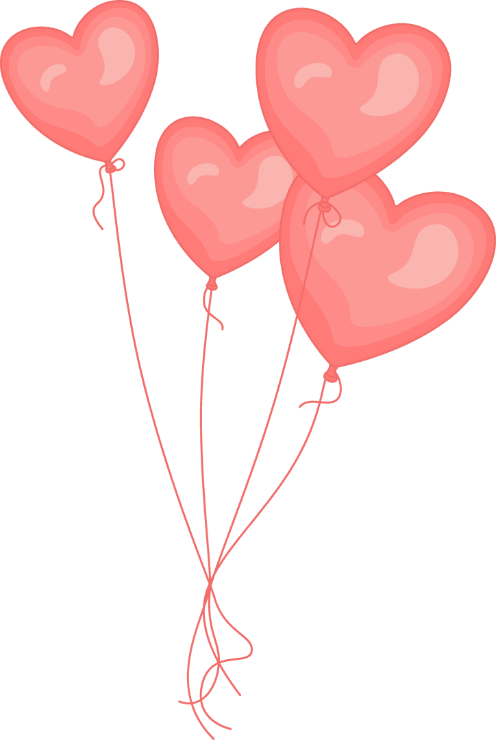 Romantic Heart Balloons Floating, Transparent Background Design