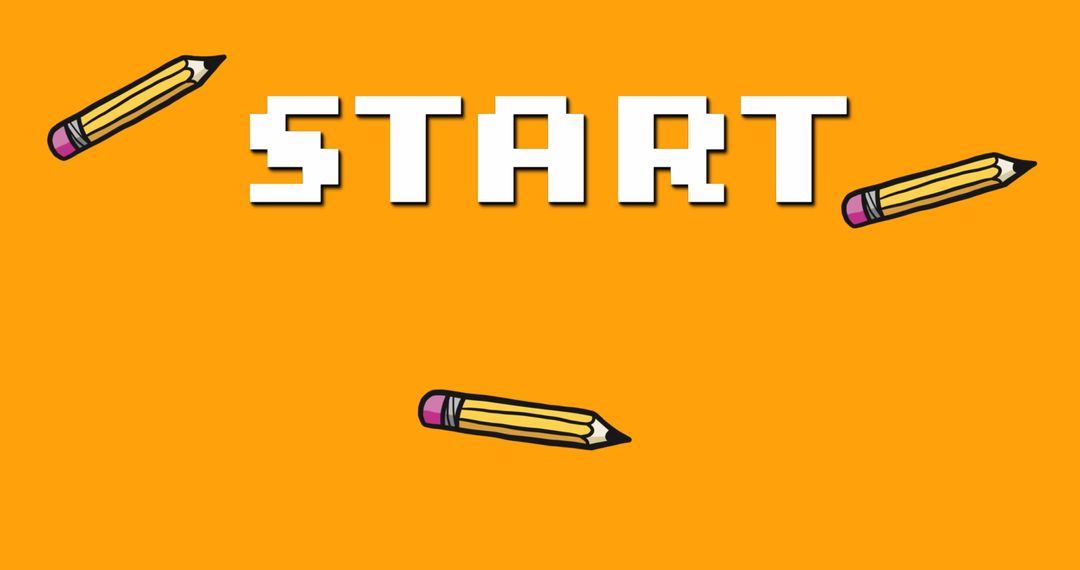 Start Text with Pencils on Vibrant Orange Background
