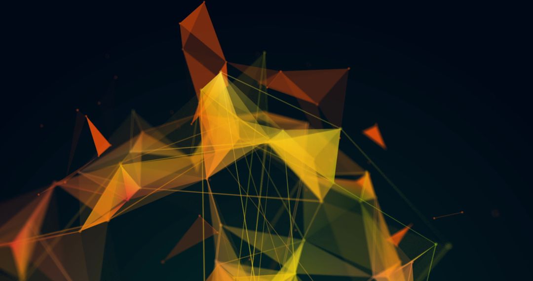 Abstract Golden 3D Plexus with Connected Network Lines