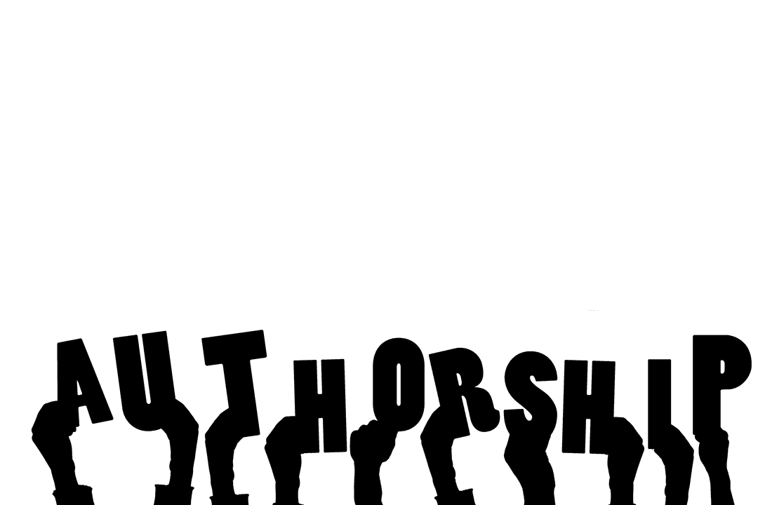 Creative Hands with Authorship Text on Transparent Background