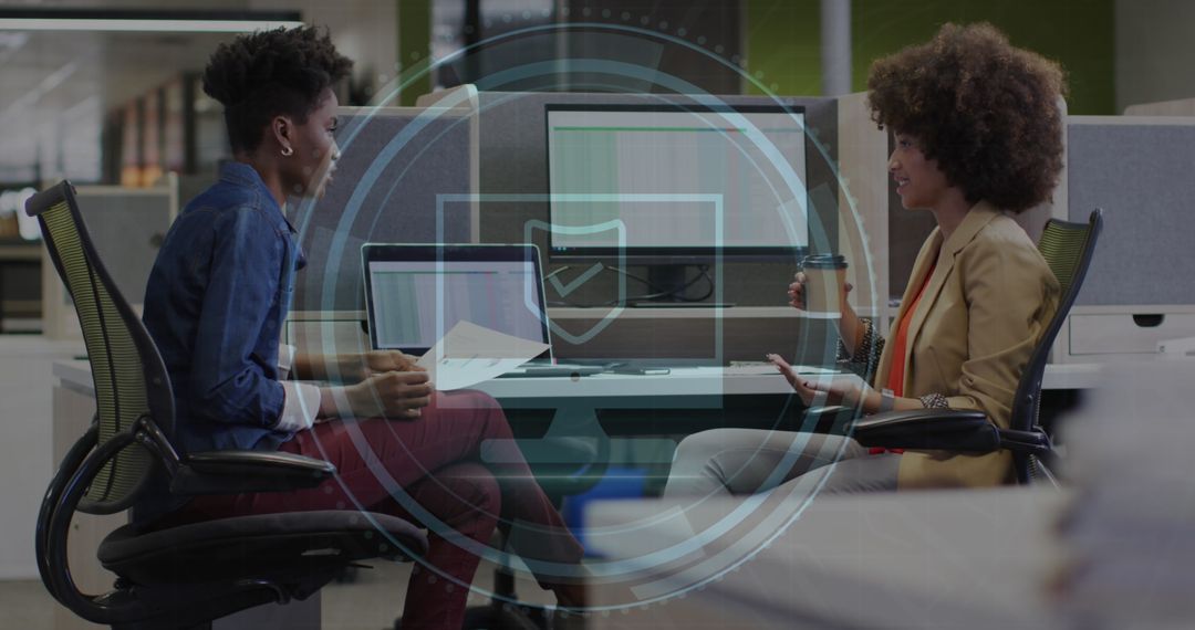 Diverse Business Meeting with Cyber Security Theme