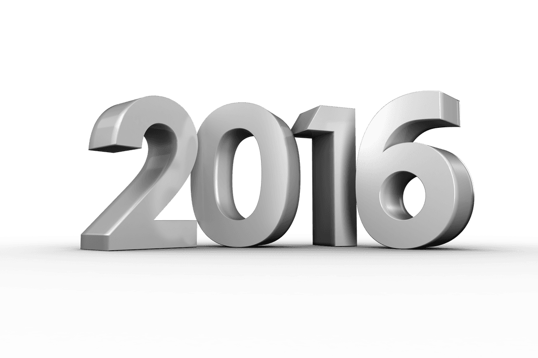 Transparent 3D 2016 Number Vector on Transparent Background