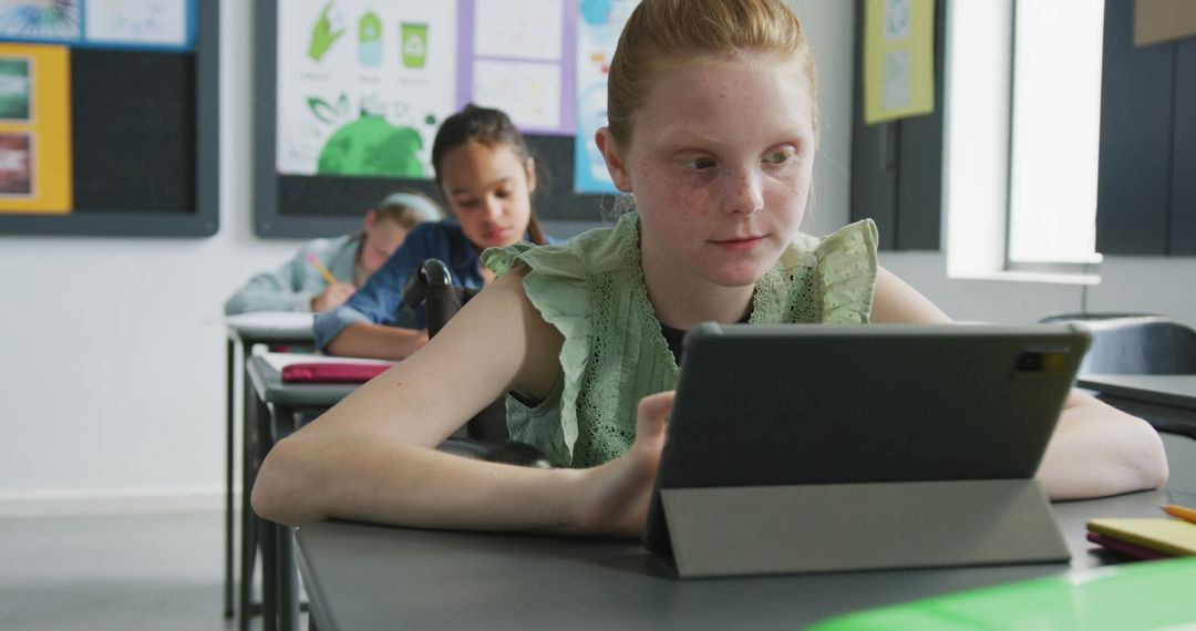 Young Students Using Tablets in Classroom during Lesson - Free Images, Stock Photos and Pictures on Pikwizard.com