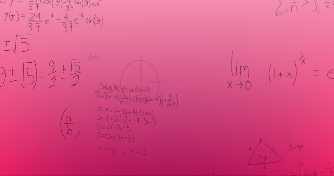 Handwritten Mathematical Formulas on Pink Gradient