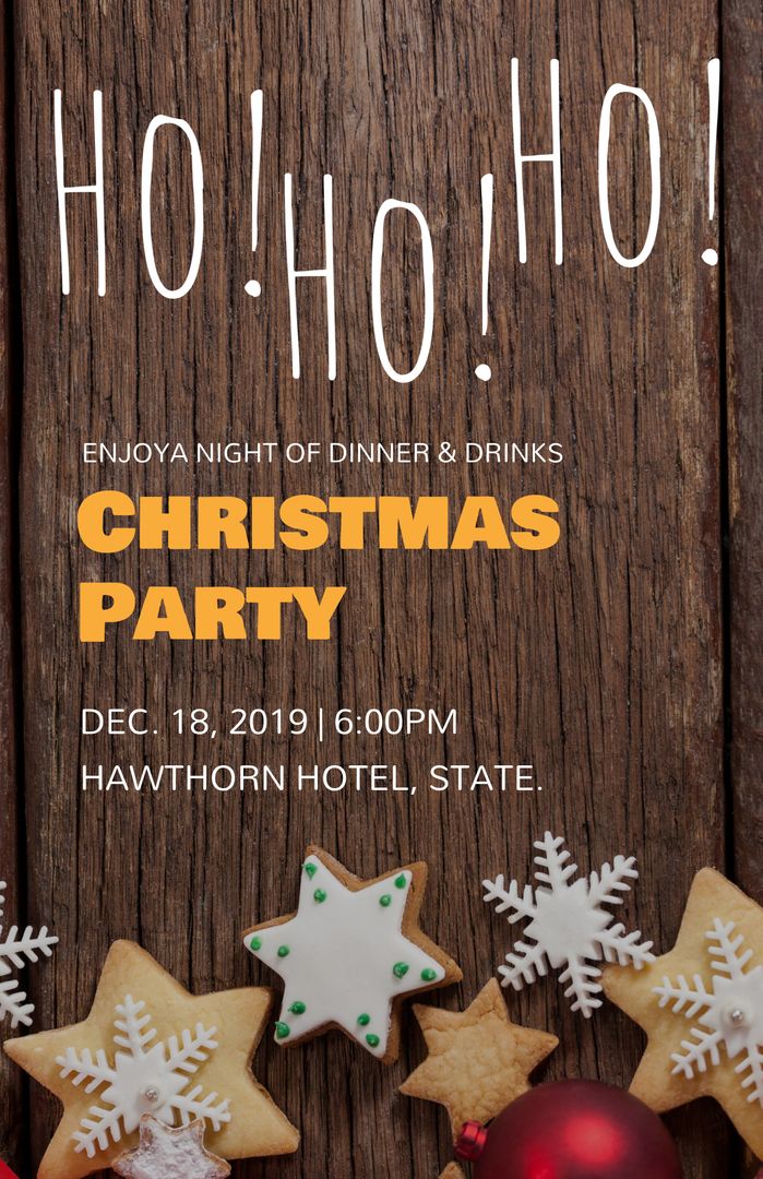 Festive Christmas Party Invitation with Rustic Decor