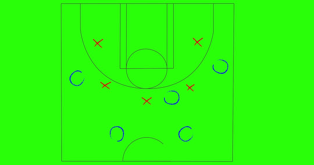 Basketball Court Strategy Diagram on Green Background - Free Images, Stock Photos and Pictures on Pikwizard.com