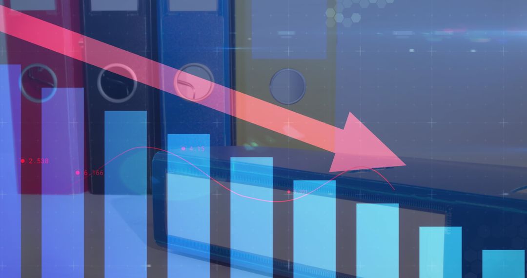 Financial Decline Visualized with Downward Arrow and Charts