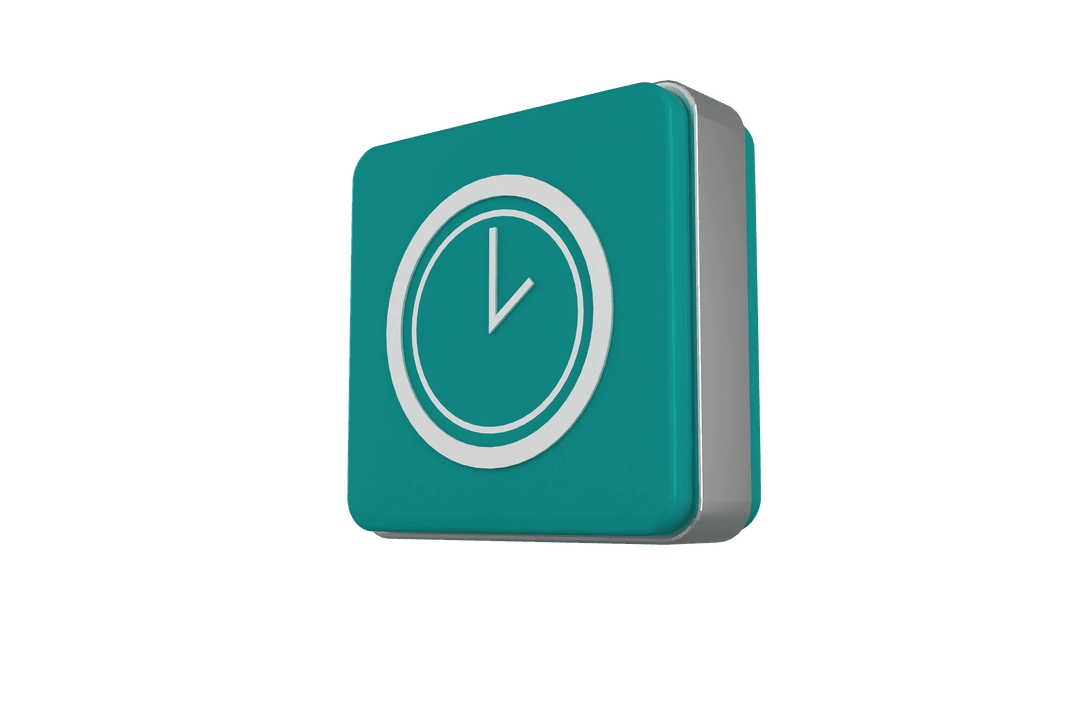 Digital Cube with Clock Icon on Transparent Background