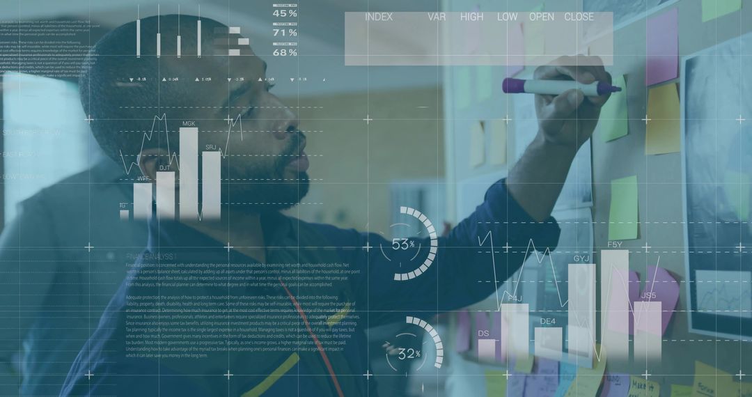 Business Professional Analyzing Data on Sticky Notes in Office