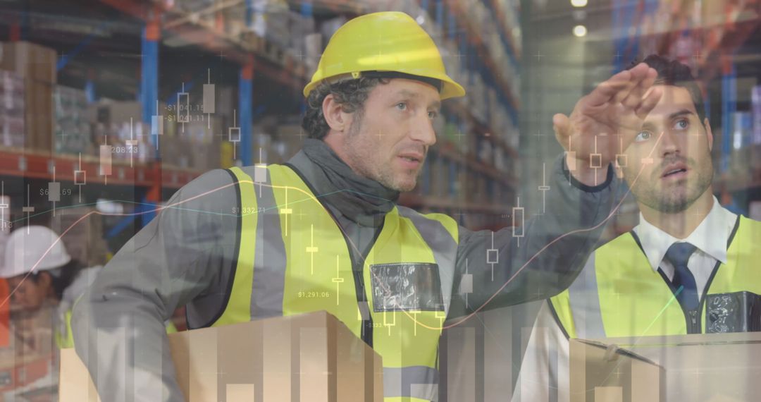 Warehouse Workers Coordinating with Digital Data Integration