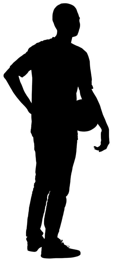 Man Holding Soccer Ball Silhouette on Transparent Background