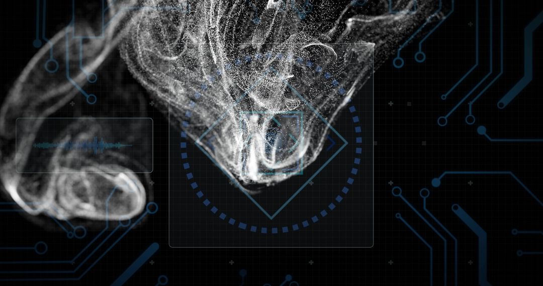 Digital Particle Swirl with Futuristic Circuit Elements