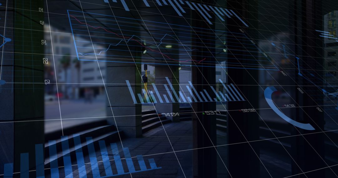 Digital Business Concept with City Doubled Exposure and Data Processing