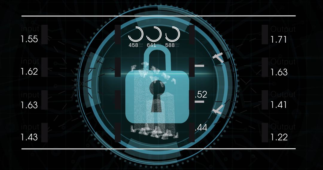 Cybersecurity Keylock Interface with Digital HUD Elements