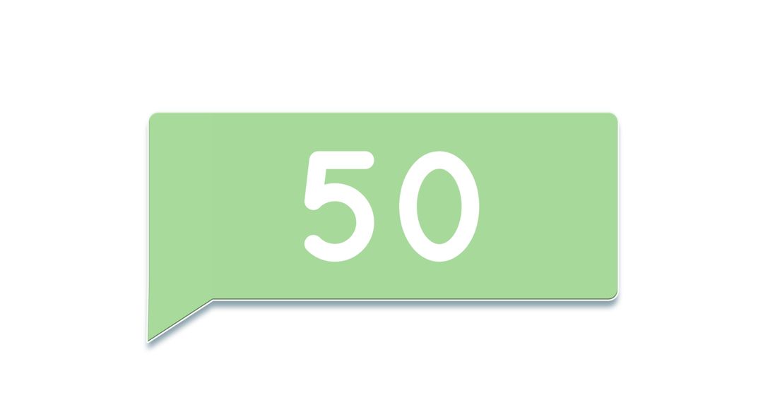 Green Notification Bubble with Number Fifty Icon on White