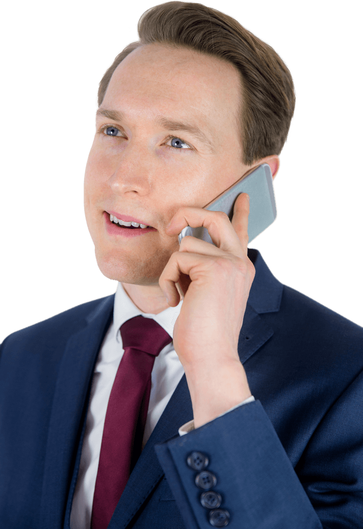Transparent Businessman Having Confident Phone Call in Suit