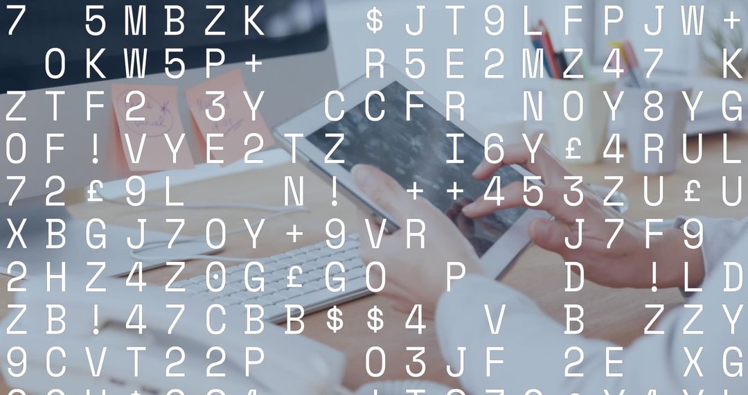 Businesswoman Utilizing Digital Tablet with Data Overlay