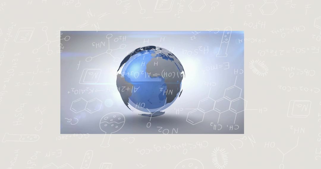 Rotating Blue Globe with Chemical Sketches Important for Science Education