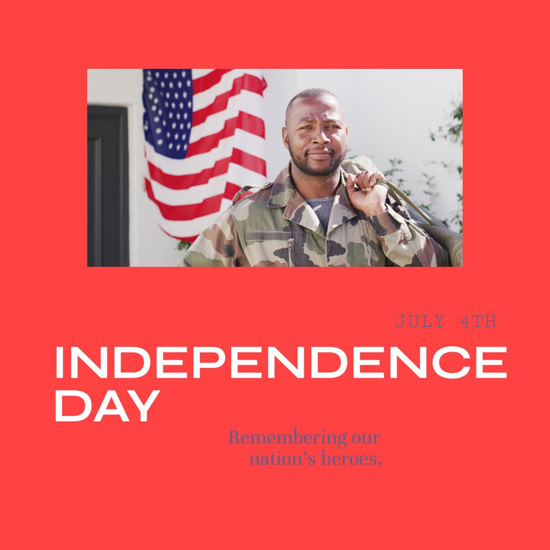 African American Male Soldier Celebrating Independence Day on July 4th - Download Free Stock Templates Pikwizard.com