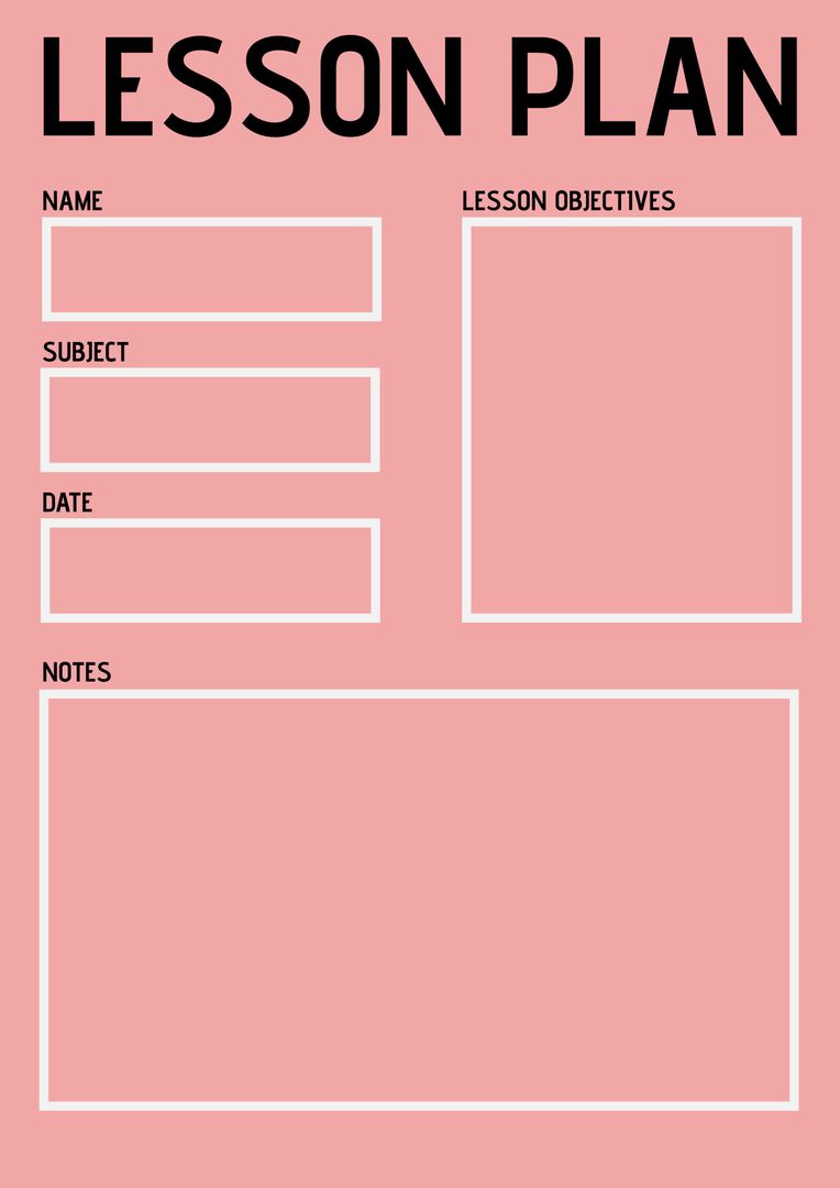 Structured Lesson Plan Template with Pink Background