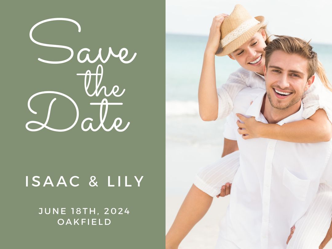 Beach-Themed Save the Date Card for Wedding Announcement - Download Free Stock Templates Pikwizard.com