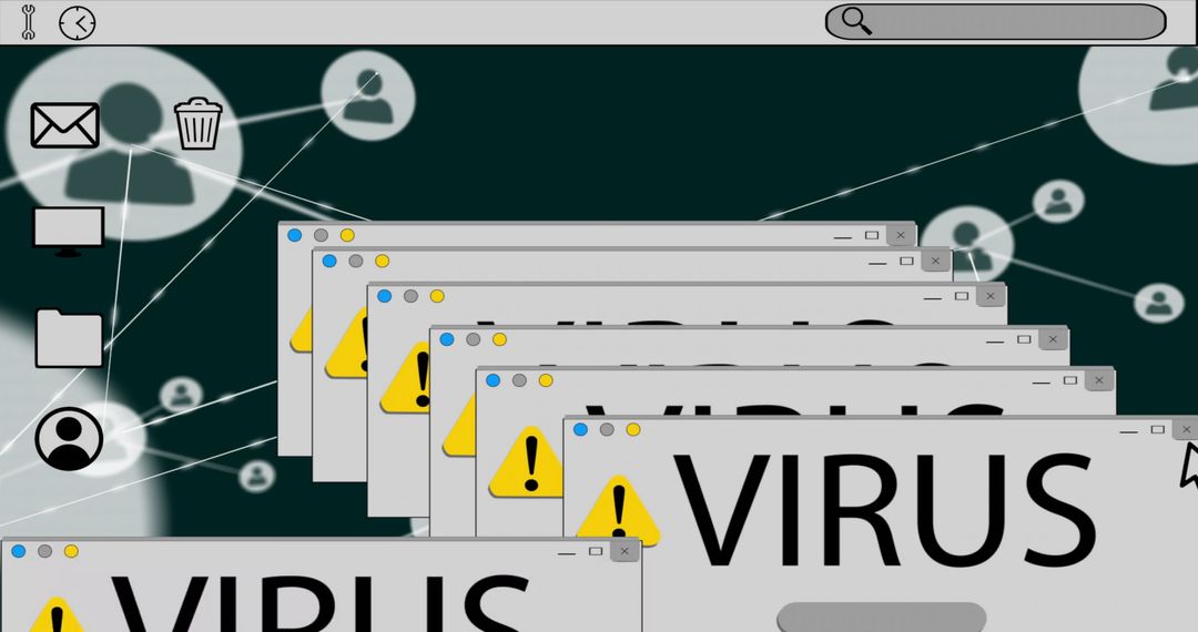 Digital Virus Alert Overloading Computer Screens Concept