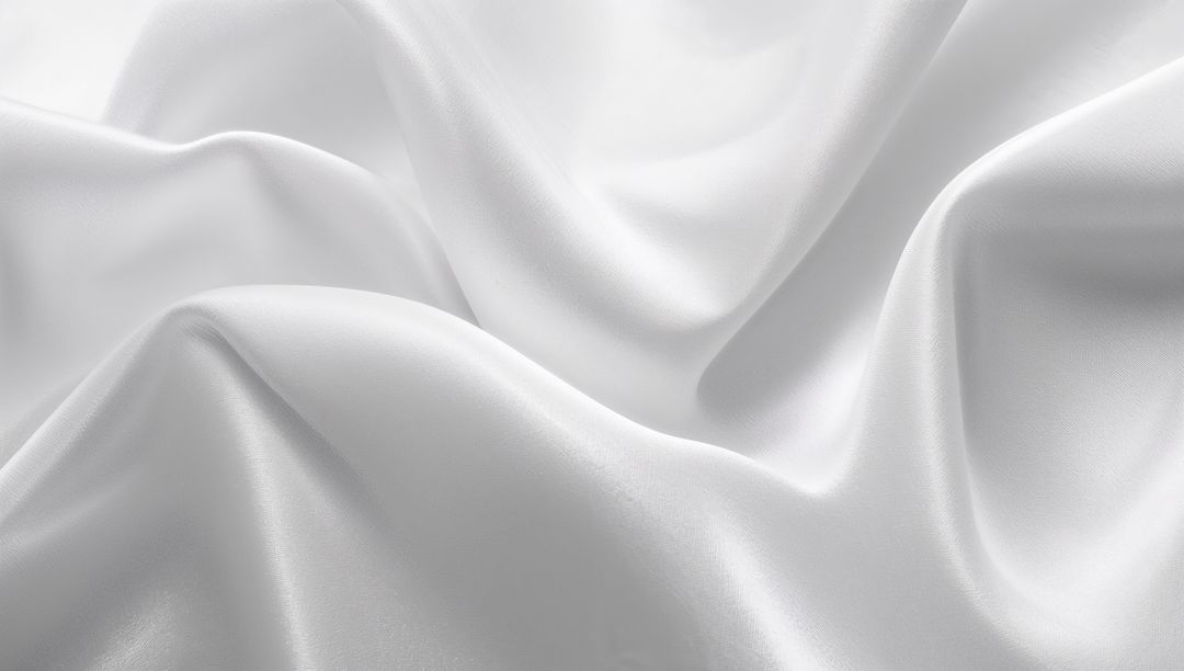 White Satin Fabric Flowing with Soft Folds and Glossy Sheen Closeup Texture Background