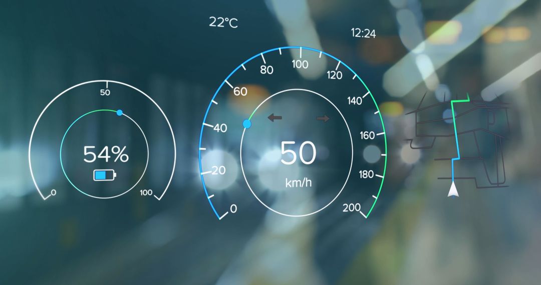 Digital Speedometer Display Over City