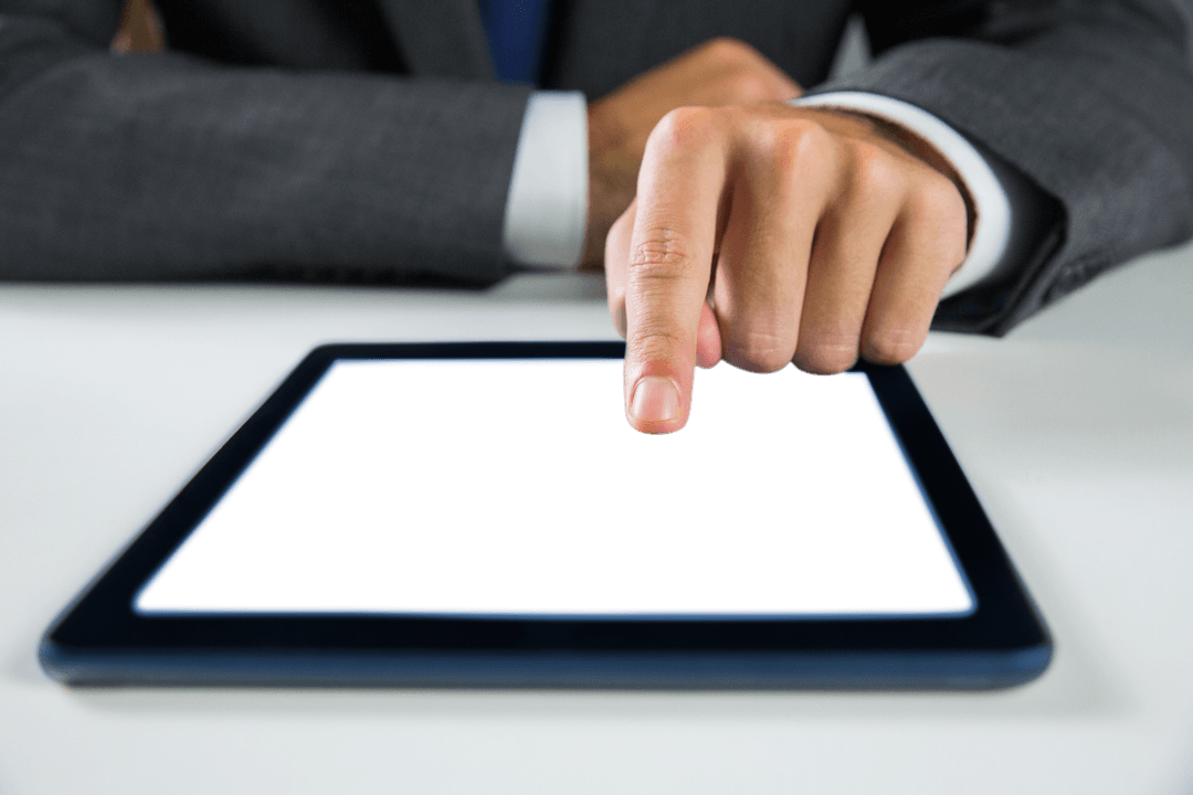 Transparent Tablet Unveiled by Confident Business Professional