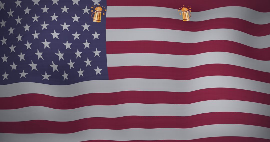 American Flag with Festive Beer Icons for Patriotic Celebration