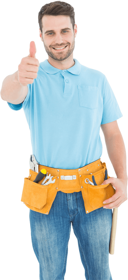 Transparent Happy Carpenter Giving Thumbs Up Gesture