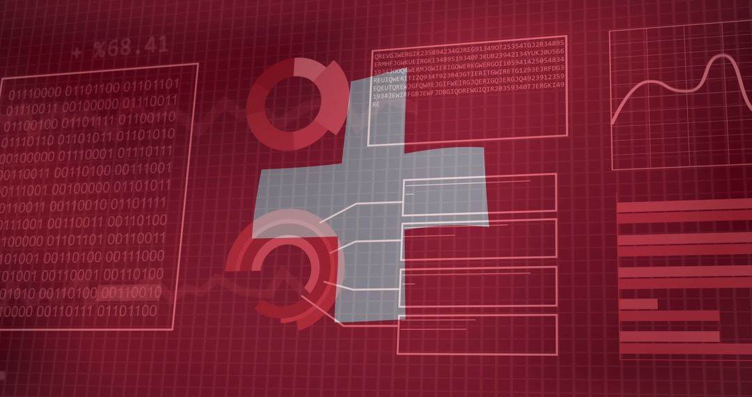 Swiss Flag with Data Charts and Digital Statistics