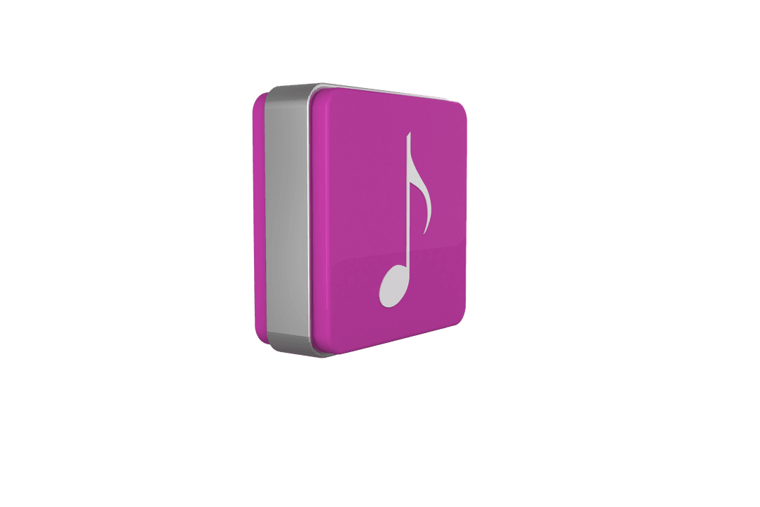 3D Pink Block with Music Note Icon on Transparent Background