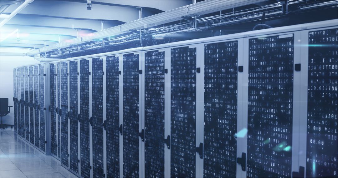 Modern Data Center Server Room with Computer Racks