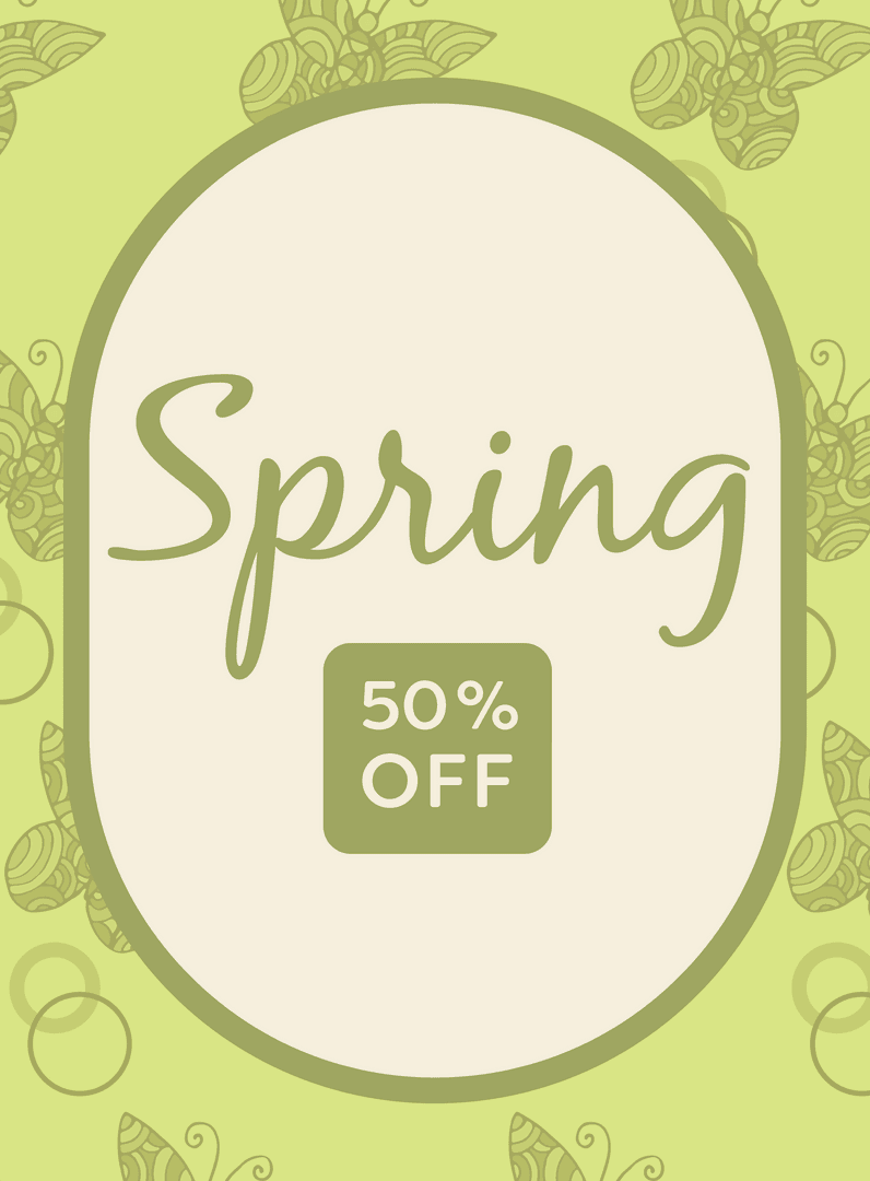 Transparent Spring Sale Promotion Card with 50 Percent Discount