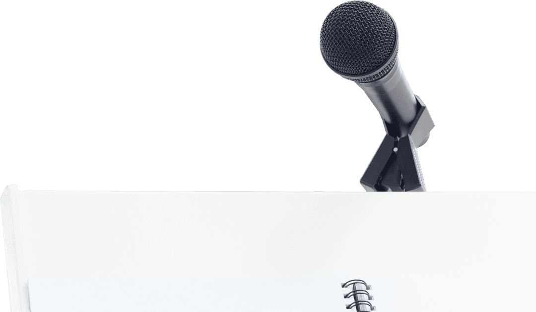 Microphone on Stand Transparent Podium Presentation Background