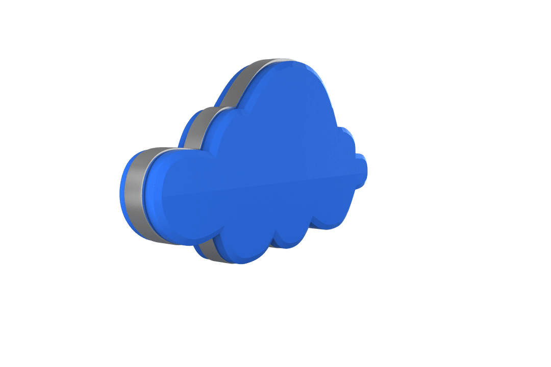 Blue 3D Cloud Icon Isolated on Transparent Background