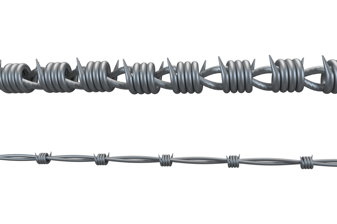 Barbed Wire Chains on Transparent Background for Defense Designs