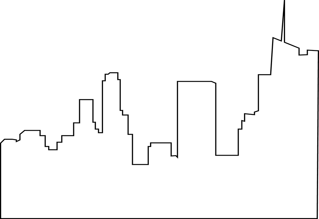 Urban Cityscape Silhouette with Skyscrapers on Transparent Background