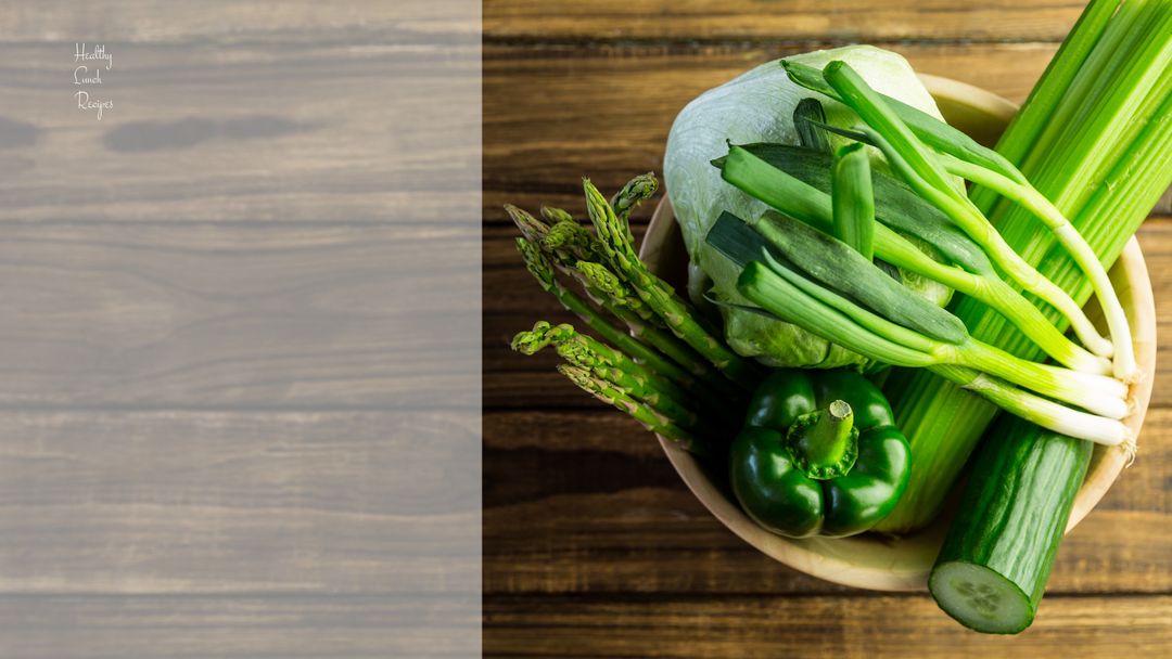 Fresh Green Vegetables in Bamboo Bowl on Rustic Wood Table