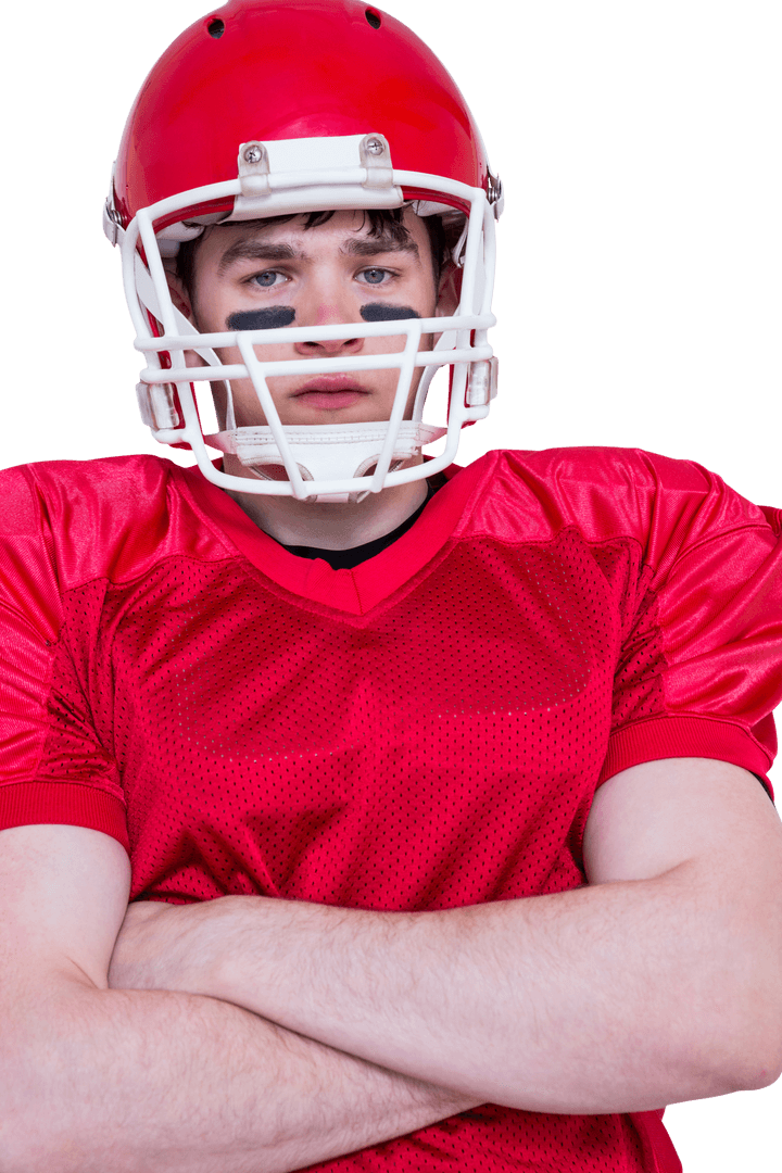 American Football Player in Red Helmet Transparent Background