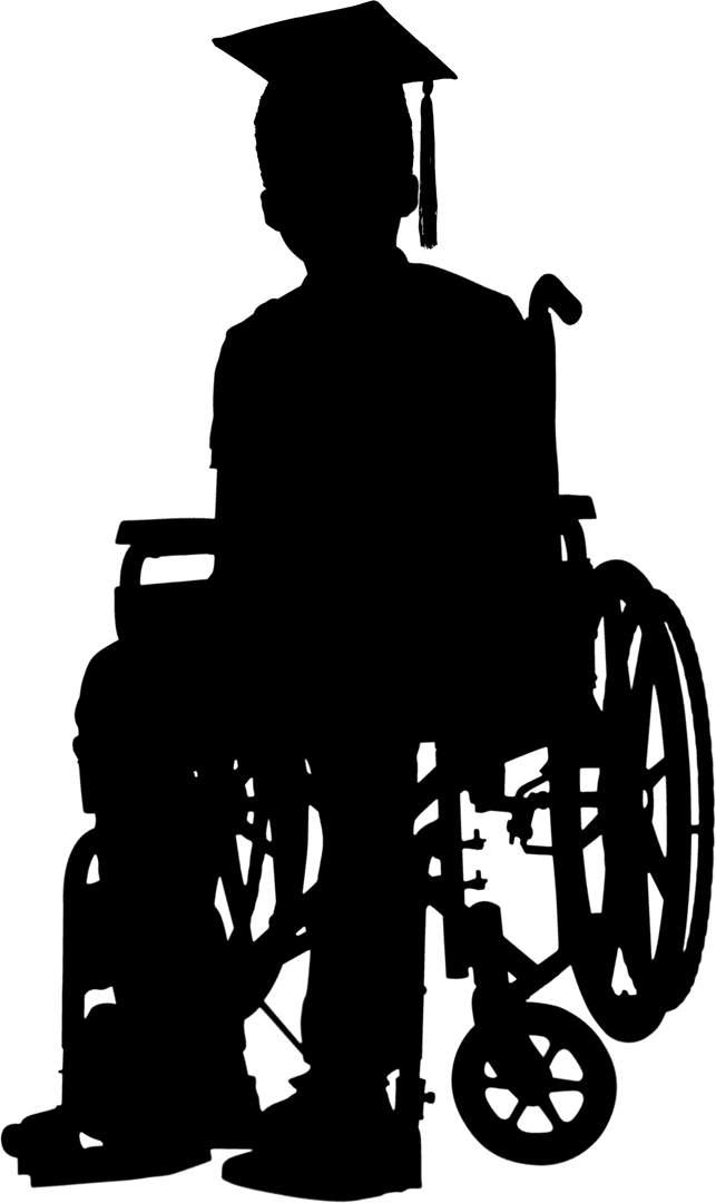 Student on Wheelchair Silhouette Wearing Mortar Board Transparency