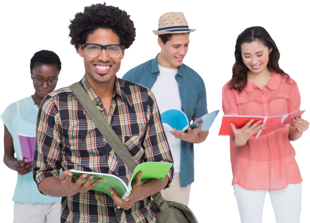 Transparent group of stylish students smiling with books - Download Free Stock Images Pikwizard.com