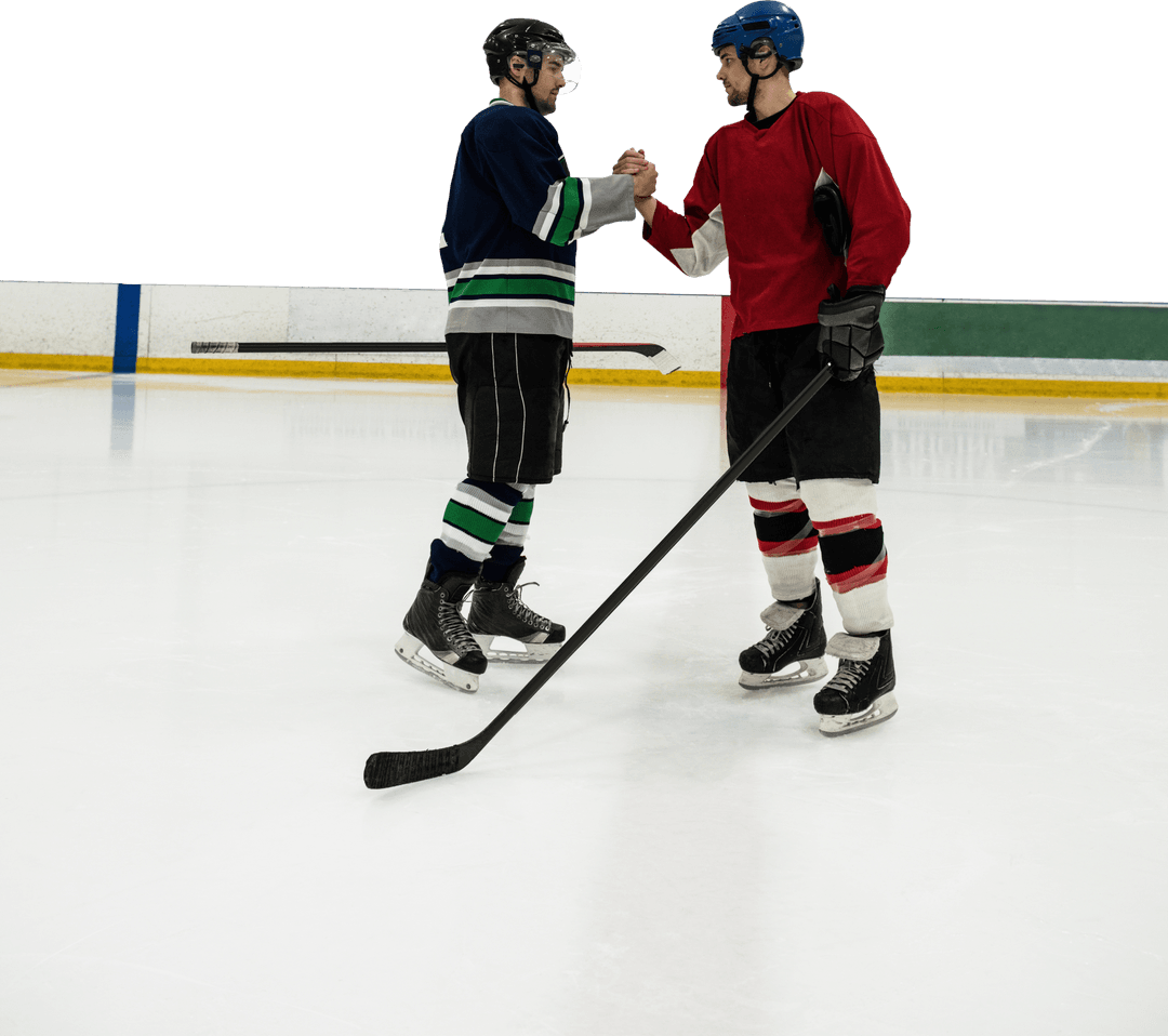 Transparent Full Length Hockey Players Shaking Hands on Ice Rink